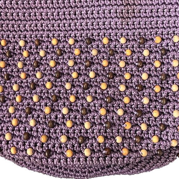The SAK Back To Bali Beaded Hand Crochet Bucket Bag Crossbody Drawstring Purple - Picture 5 of 11